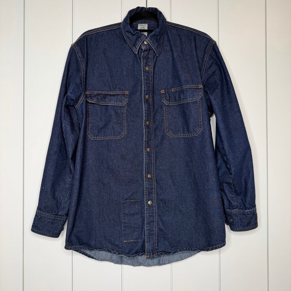 Black Stallion FR Denim Work Shirt Small Snap Front Flame Resistant Cotton